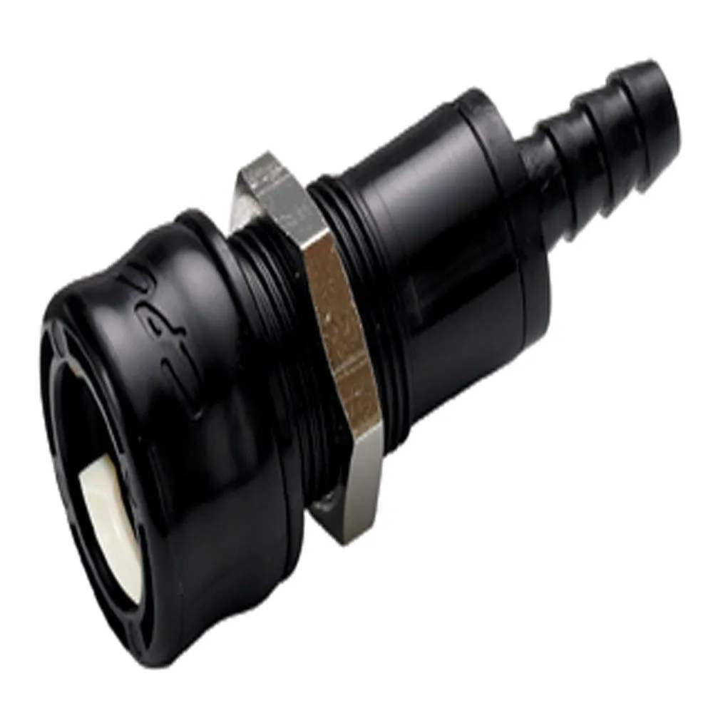 BACD16004MBLK Valved In-Line Panel Mount Hose Barb BreakAway Coupling Body Molded Black – 1/4 ID Barb