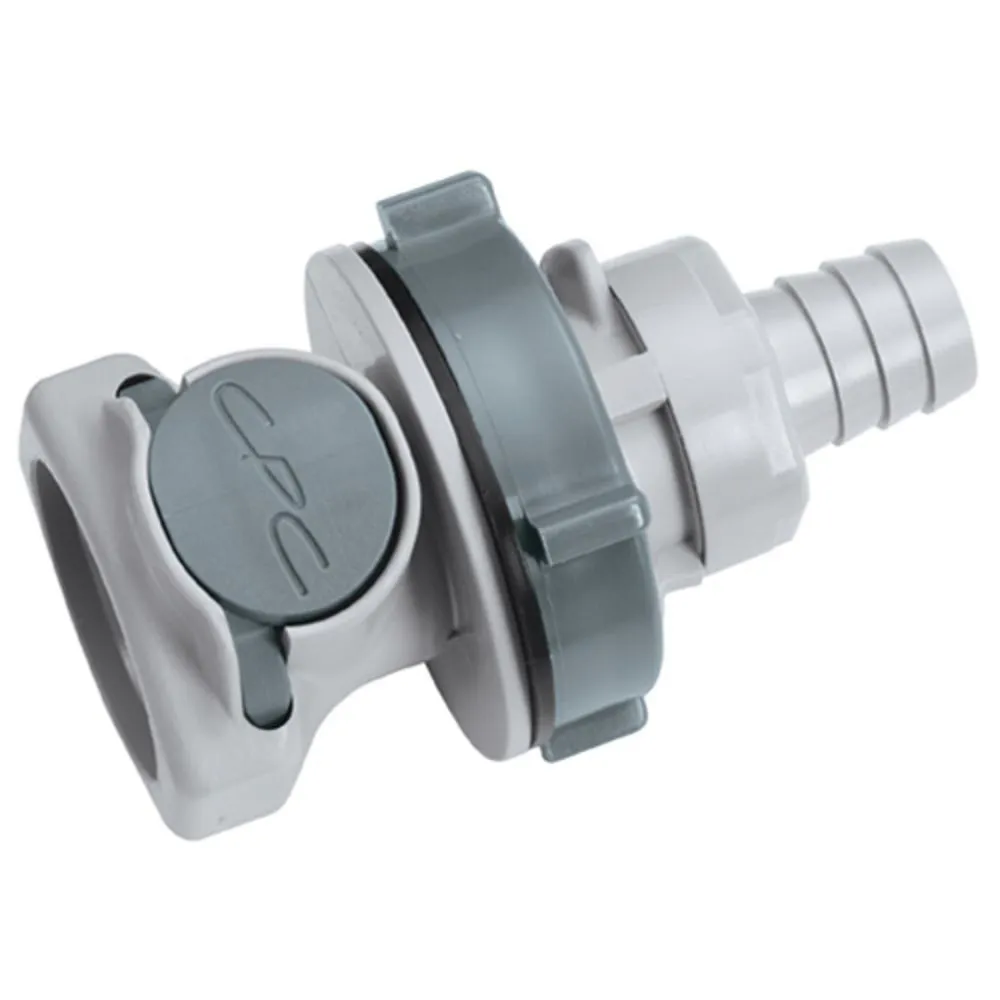 60300 NSF Valved Panel Mount Hose Barb Coupling Body 1/2 ID Barb