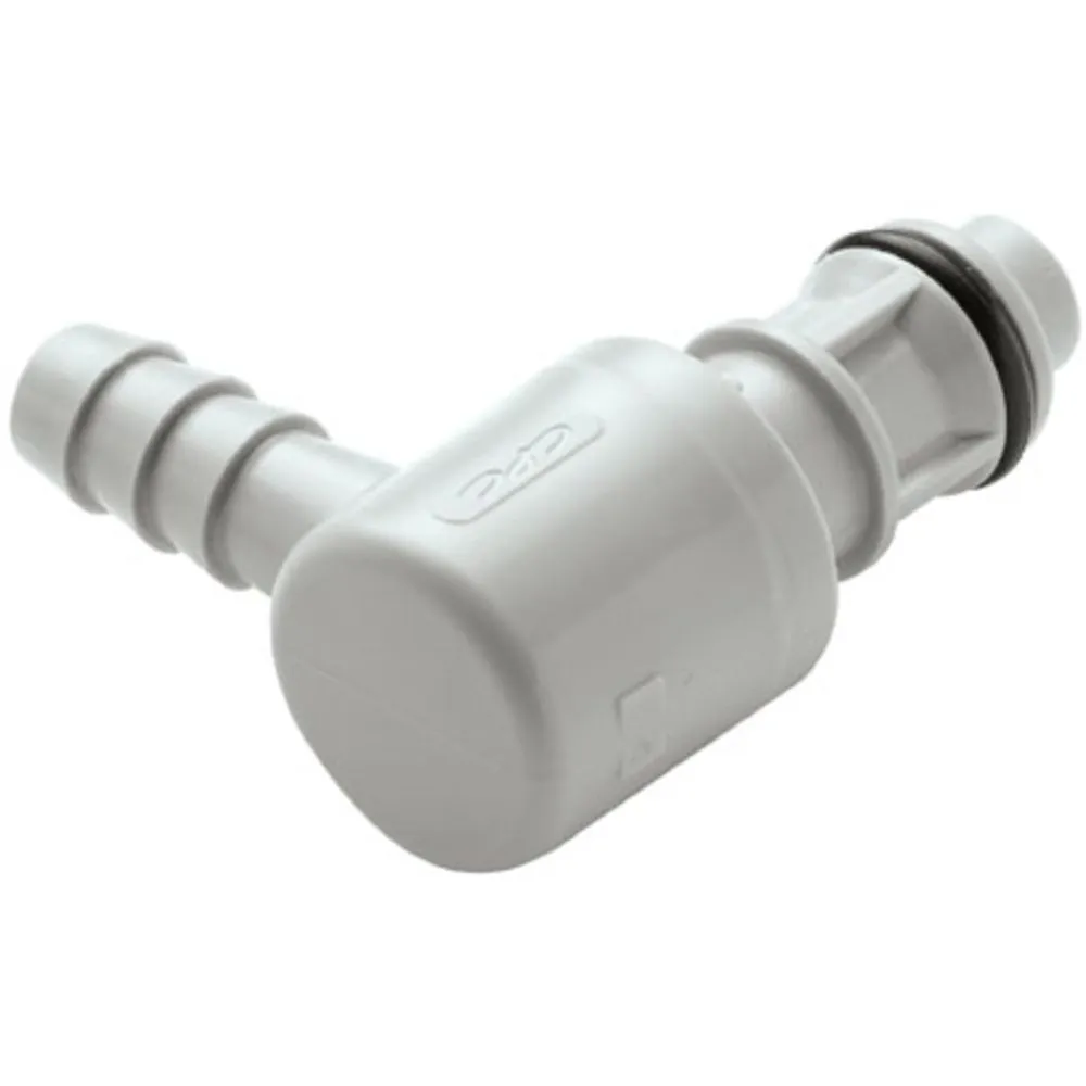 1/4 Hose Barb Valved Elbow Polypropylene Coupling Insert