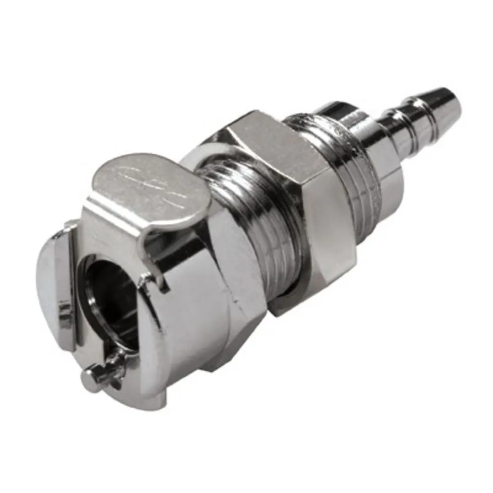 1/8 Hose Barb Non-Valved Panel Mount Chrome-plated Brass Coupling Body – Blue