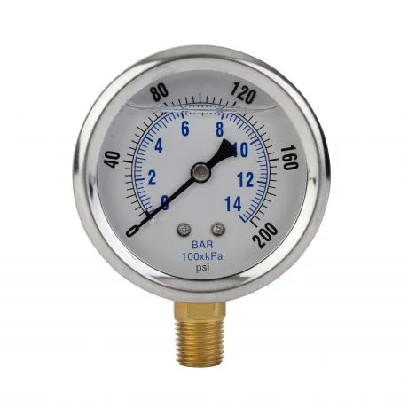 Watts-PG15L25 0-200 psi Pressure Gauge Liquid Filled Side Mount