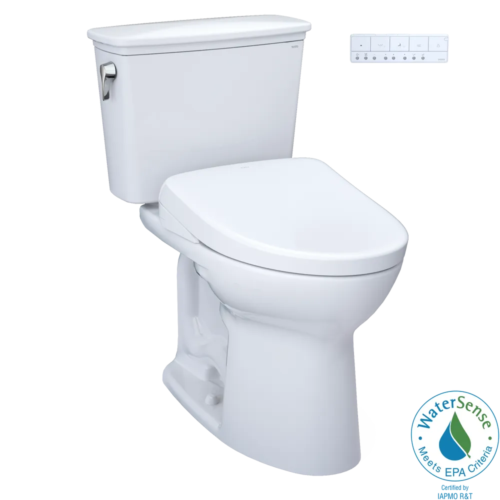 TOTO Drake Transitional WASHLET+ Two-Piece Elongated 1.28 GPF Universal Height TORNADO FLUSH Toilet with S7A Contemporary Bidet Seat, Cotton White – MW7864736CEFG#01, MW7864736CEFGA#01
