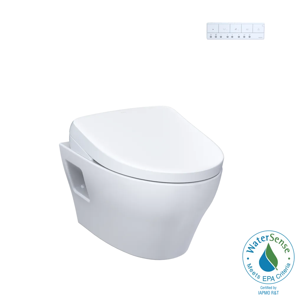 TOTO WASHLET+ EP Wall-Hung Elongated Toilet with S7A Contemporary Bidet Seat and DuoFit In-Wall 0.9 and 1.28 GPF Auto Dual-Flush Tank System, Matte Silver – CWT4284736CMFGA#MS