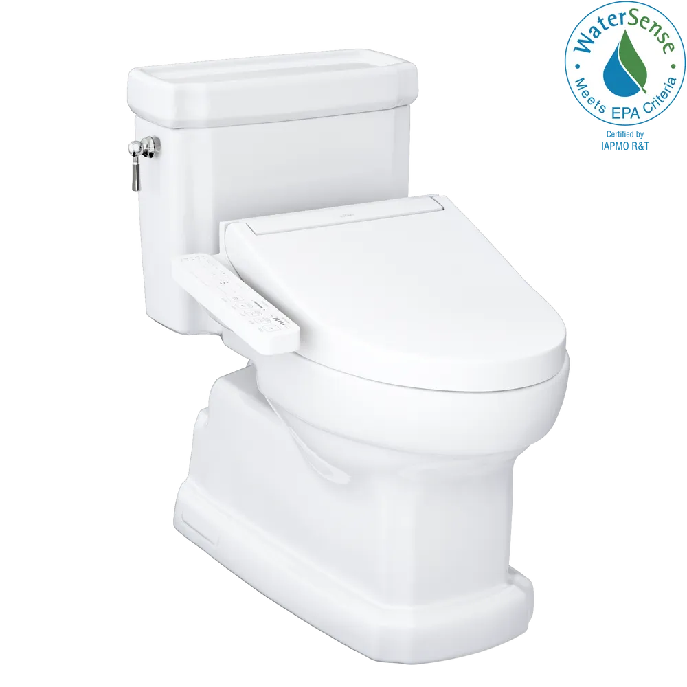 TOTO WASHLET+ Eco Guinevere Elongated 1.28 GPF Universal Height Toilet with C2 Bidet Seat, Cotton White – MW9743074CEFG#01
