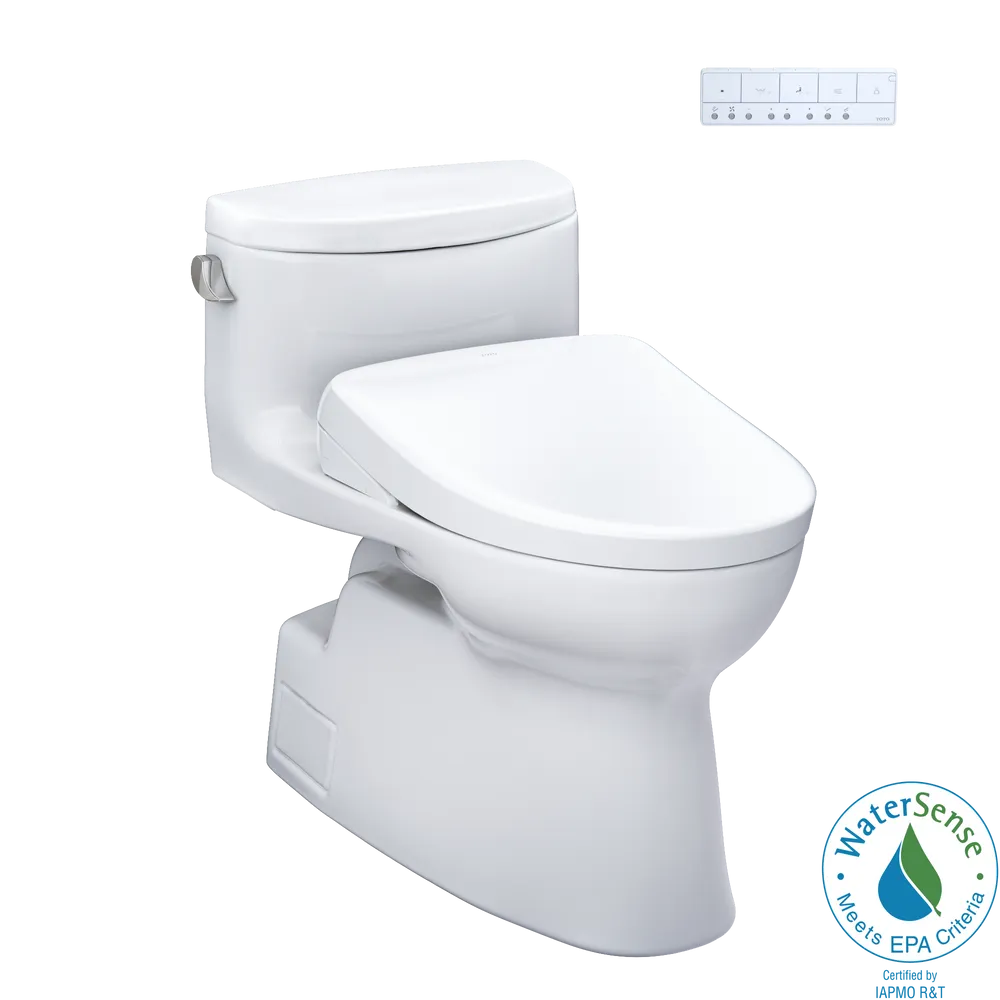 TOTO WASHLET+ Carolina II One-Piece Elongated 1.28 GPF Toilet and WASHLET+ S7A Contemporary Bidet Seat, Cotton White – MW6444736CEFG#01