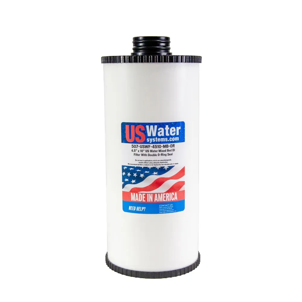 US Water DI Resin Cartridge 4.5″ x 10″ Double O-Ring Seal 0.8 GPM | USWF-4510-MB-OR