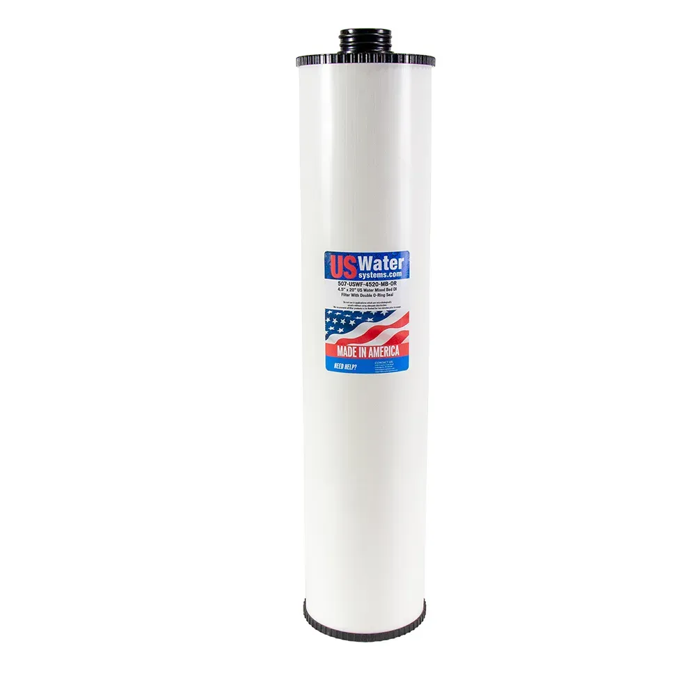 US Water DI Resin Cartridge 4.5″ x 20″ Double O-Ring Seal 1.5 GPM | USWF-4520-MB-OR