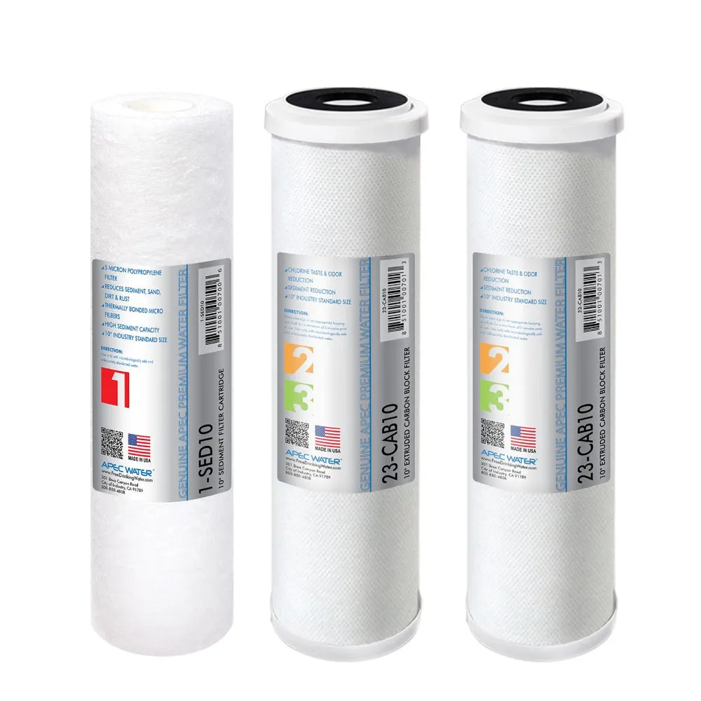 APEC RO Replacement Filters Pre-filter Set for All Under Counter ULTIMATE Reverse Osmosis Systems (Stages 1 – 3)
