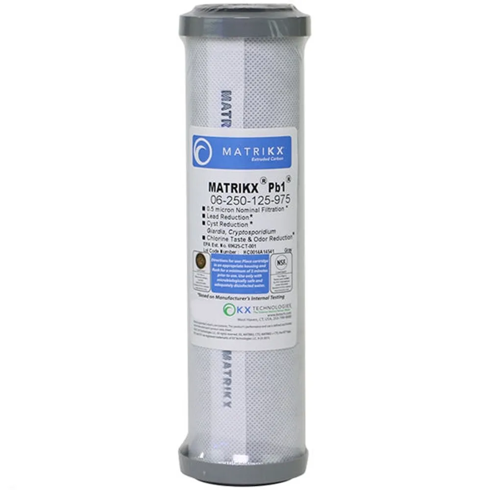 Case (20 ct.) Matrikx +PB1 Carbon Block Filter 0.5 micron, RO Reverse Osmosis 9.75″ x 2.5″ Cartridge