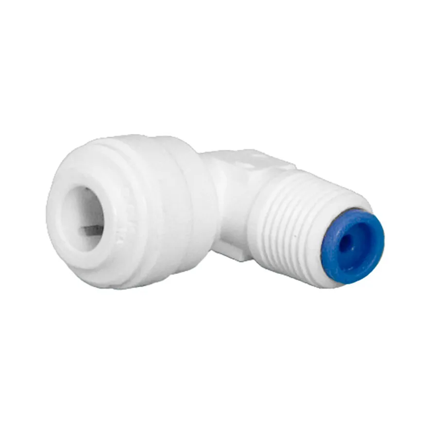 1/8″ MPT x 1/4″ Quick-Connect Fixed Elbow w/ 24 GPD Flow Restrictor with Blue Insert