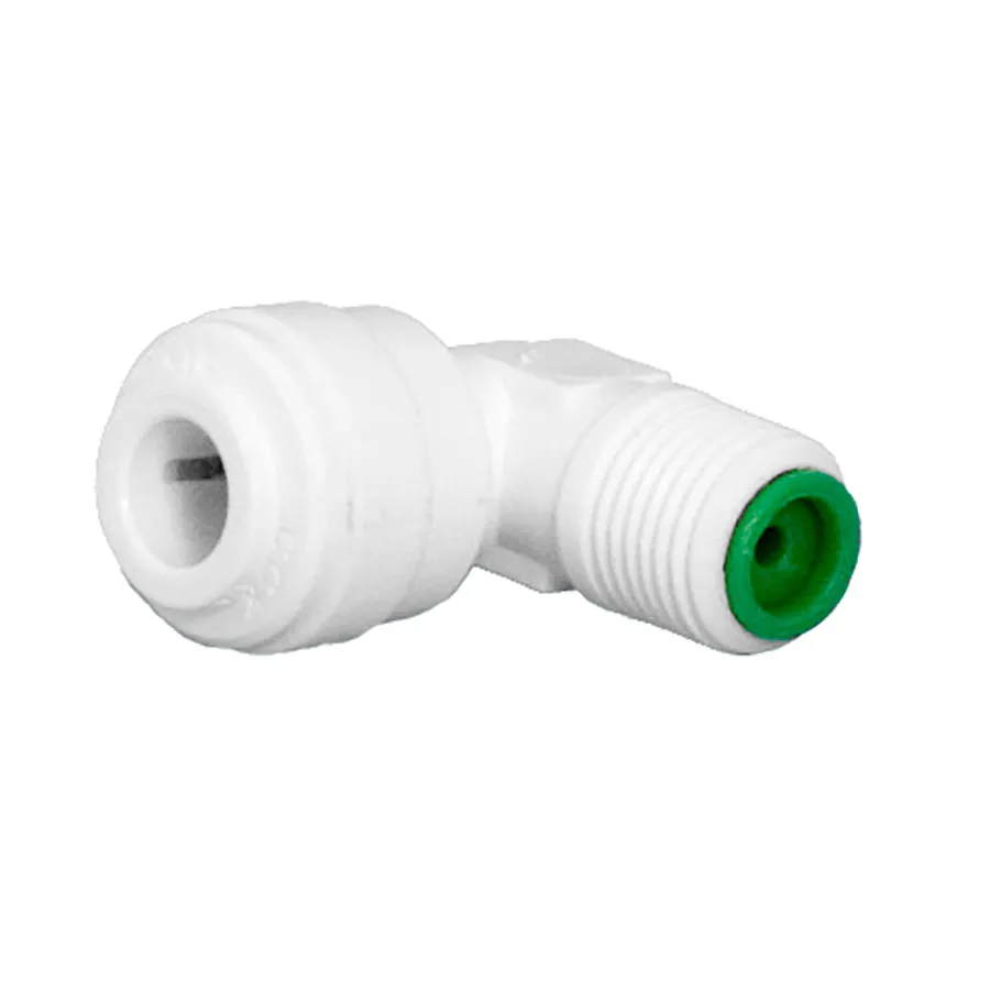 1/8″ MPT x 1/4″ Quick-Connect Fixed Elbow w/ 36 GPD Flow Restrictor with Green Insert